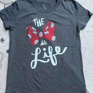 Disney Charcoal Short Sleeve Tee with Red Polka Dot Bow Graphic